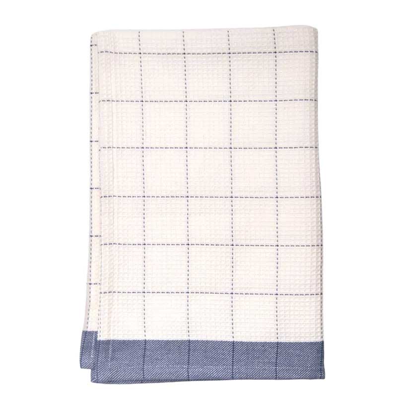 French Country Waffle Cotton Marine Blue Teatowel