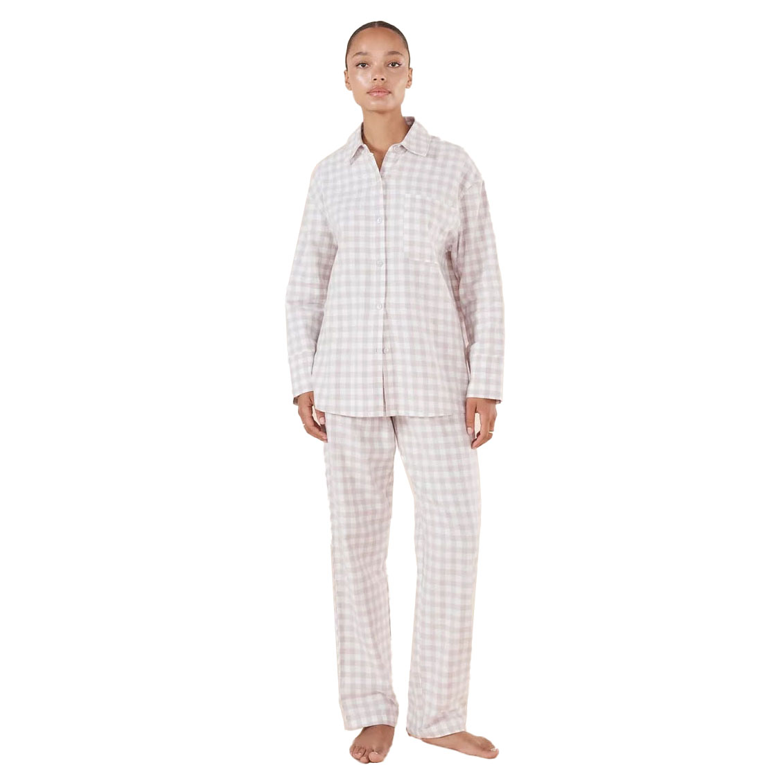 Gingerlilly Lia Natural Gingham Cotton Pj Set