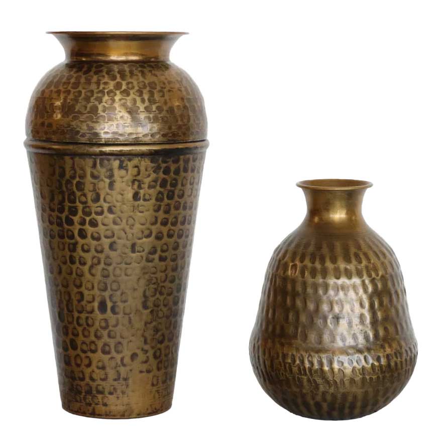 CC Interiors Calypso Urns Set Of 2 In Dark Antique Brass Finish