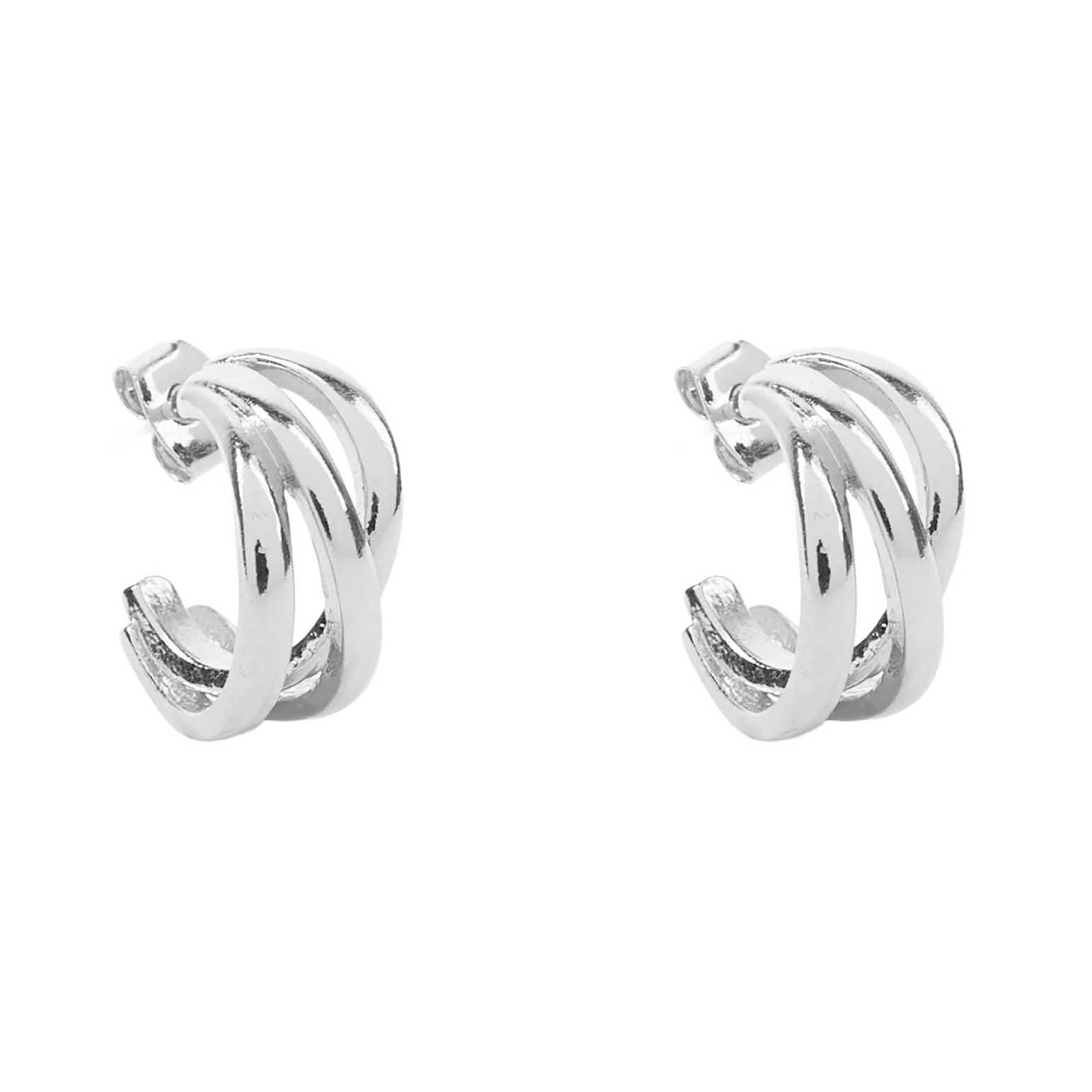Stella + Gemma Earring Silver Hoop 3 Rings