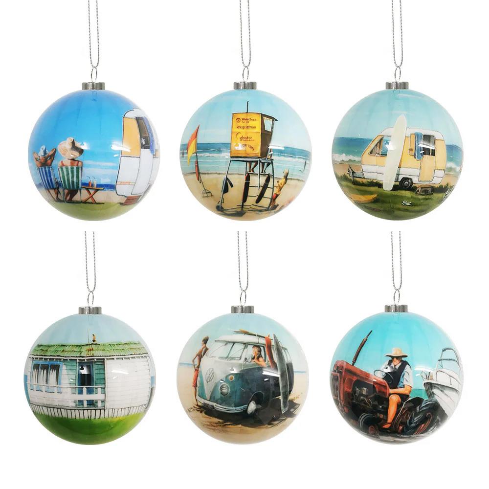 100% New Zealand Box Of Six NZ Summer Christmas Baubles