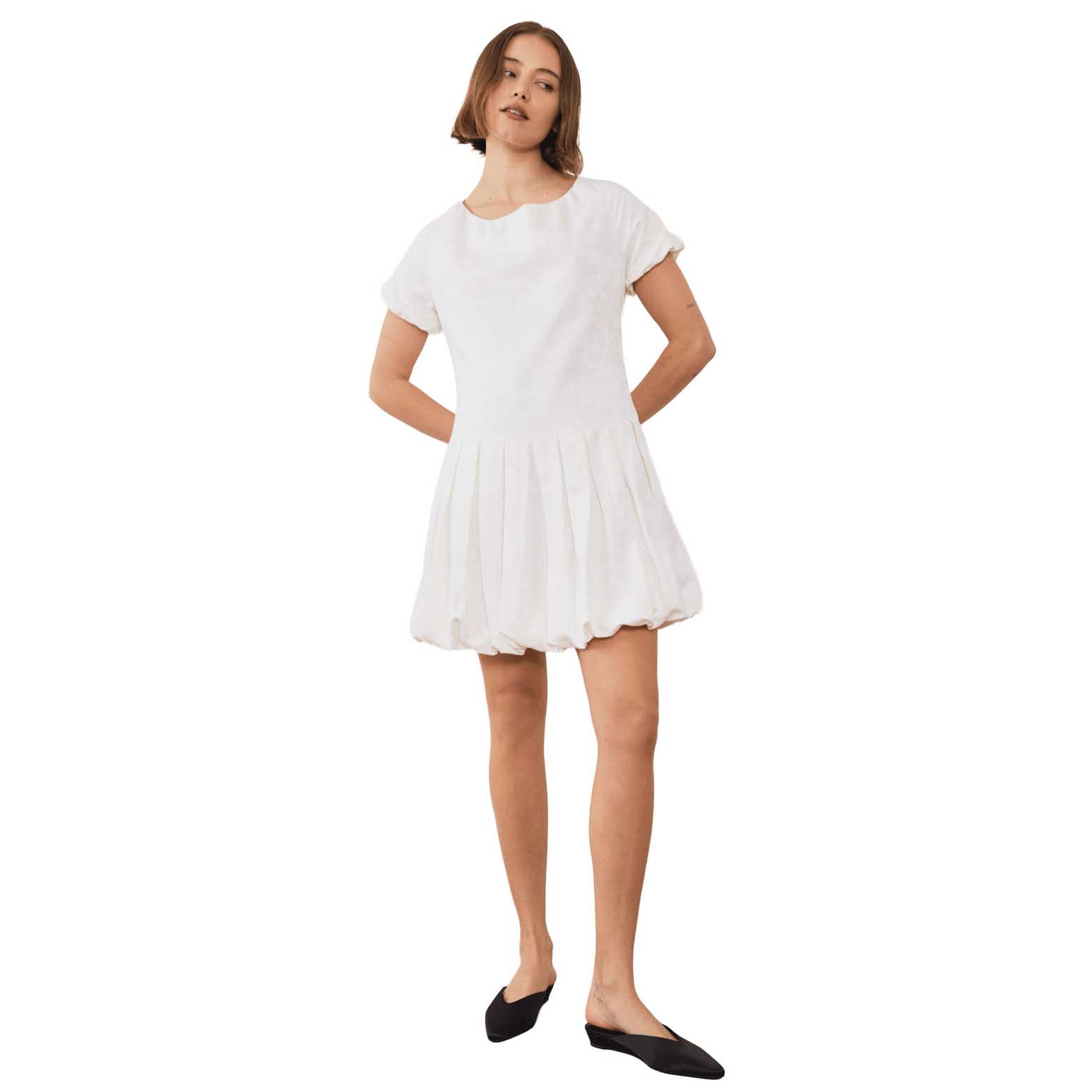 COMMONPLACE ESSENTIALS Esme Jacquard Puff Dress