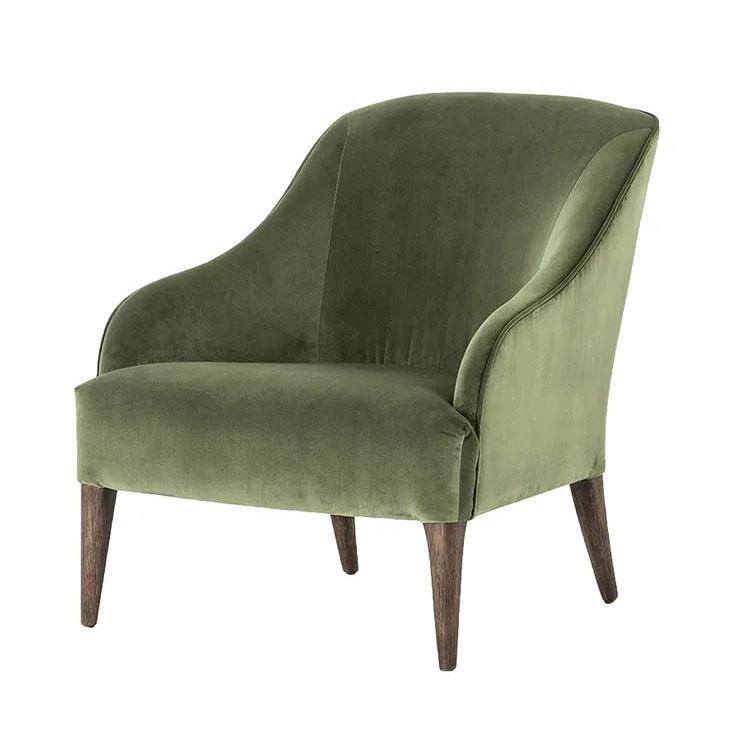 French Country Lupita Olive Velvet Lounge Chair