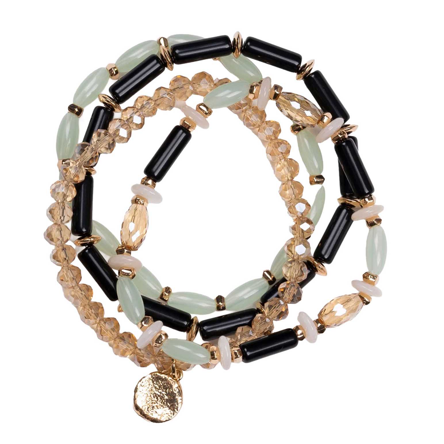 Stella + Gemma Bracelet Set Of 4 Multi Beads Green Pastel