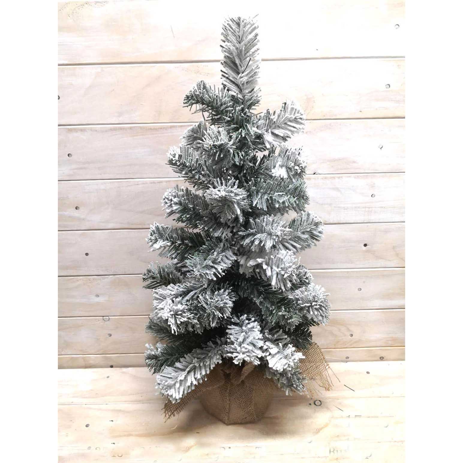 Snowy Pine Tree With Burlap 24"