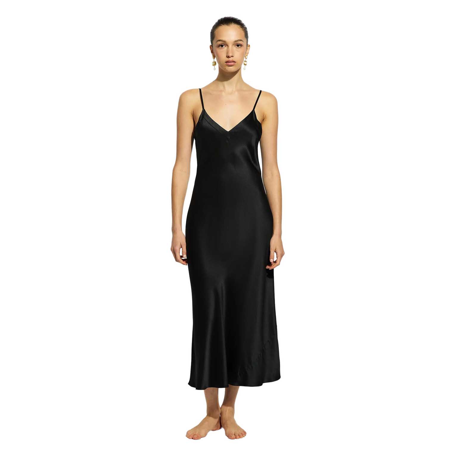 Ginia Silk Long Nite V Neck