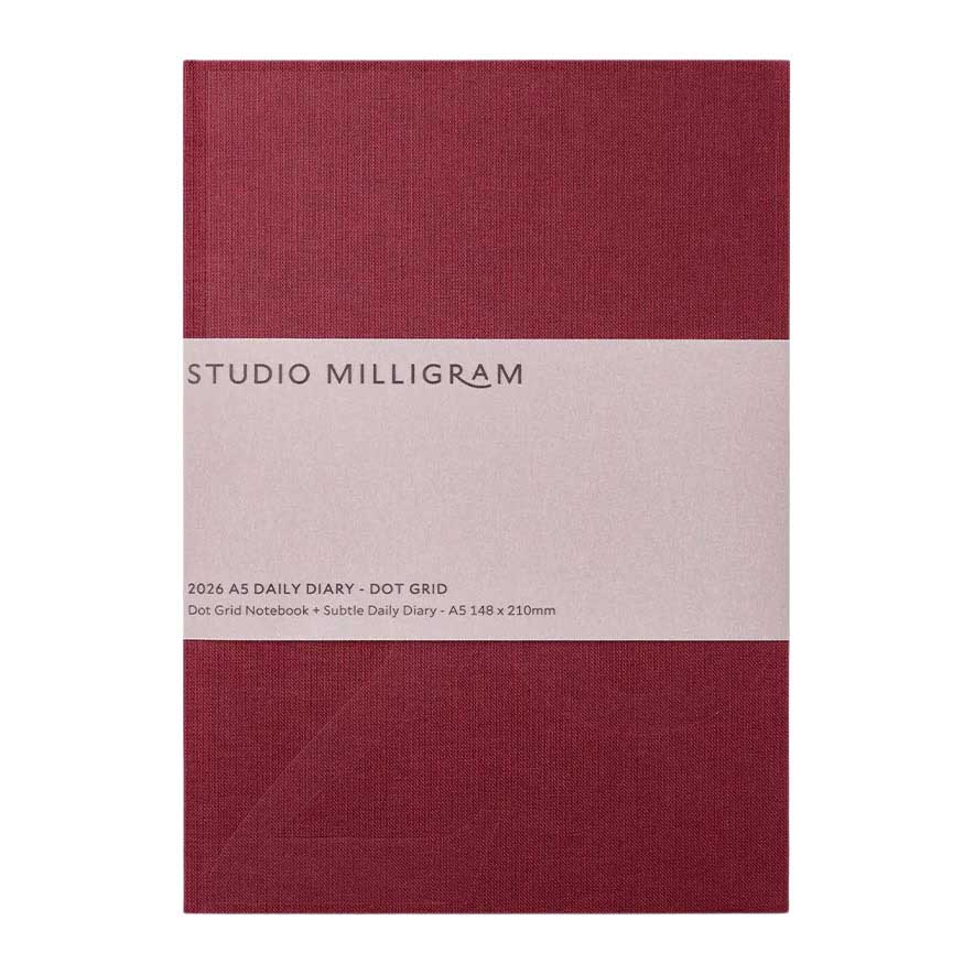 Studio Milligram A5 Cherry Dot Grid Hard Cover Daily Diary 2026