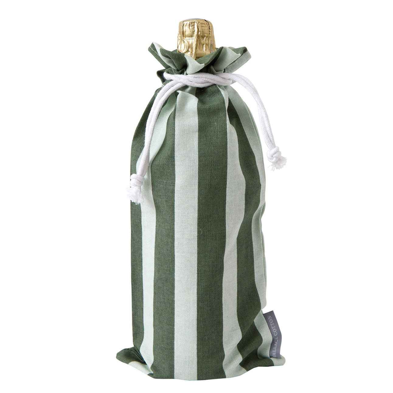 Wallace Cotton Green Stripe Wine Bag