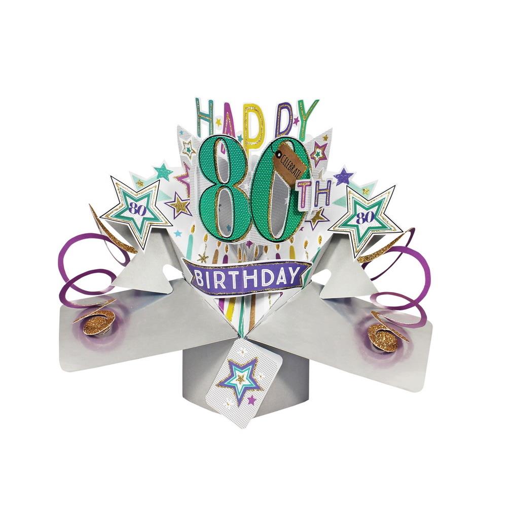 Antics 80th Birthday Stars Pop Up Card