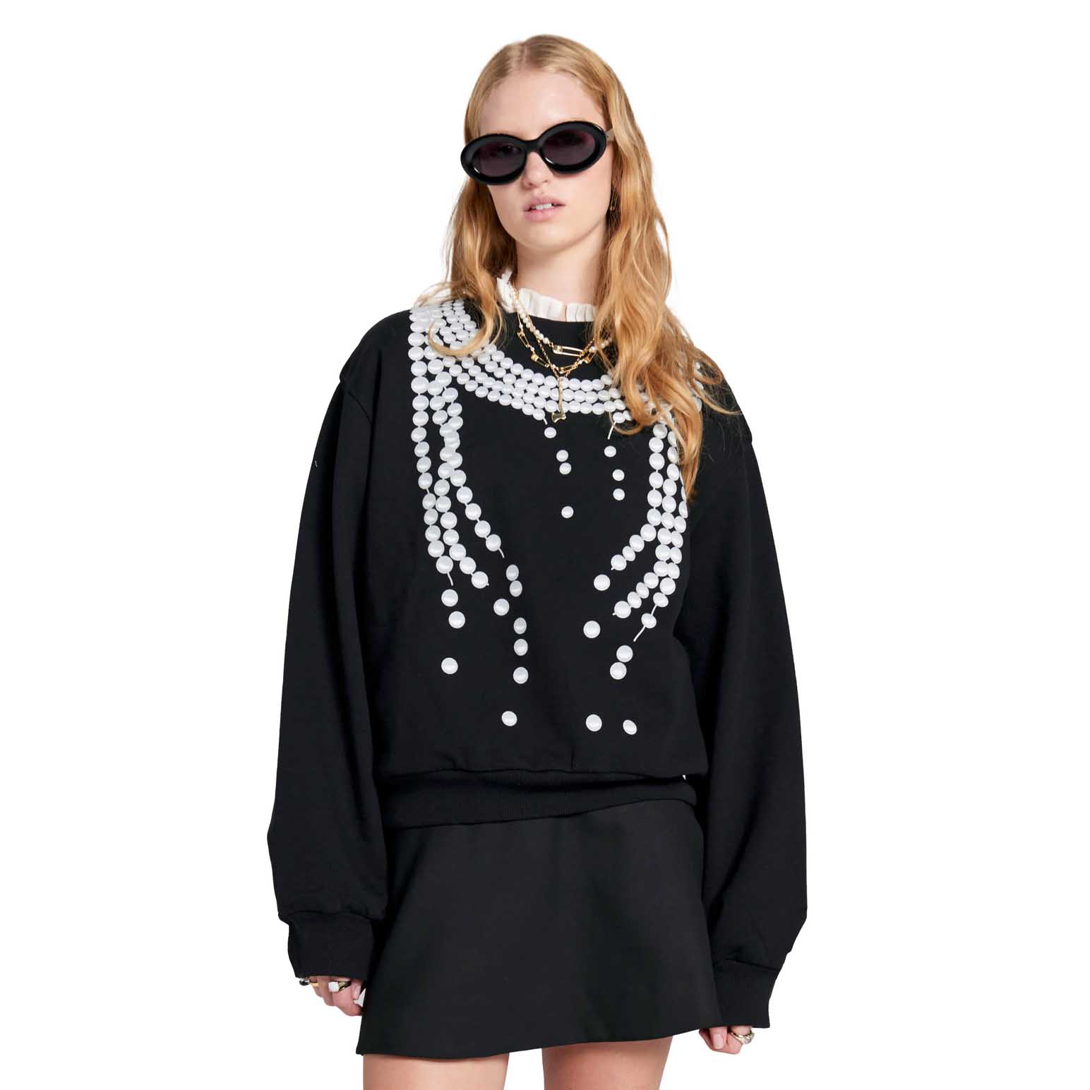 Karen Walker Broken Pearls Crewneck Sweatshirt