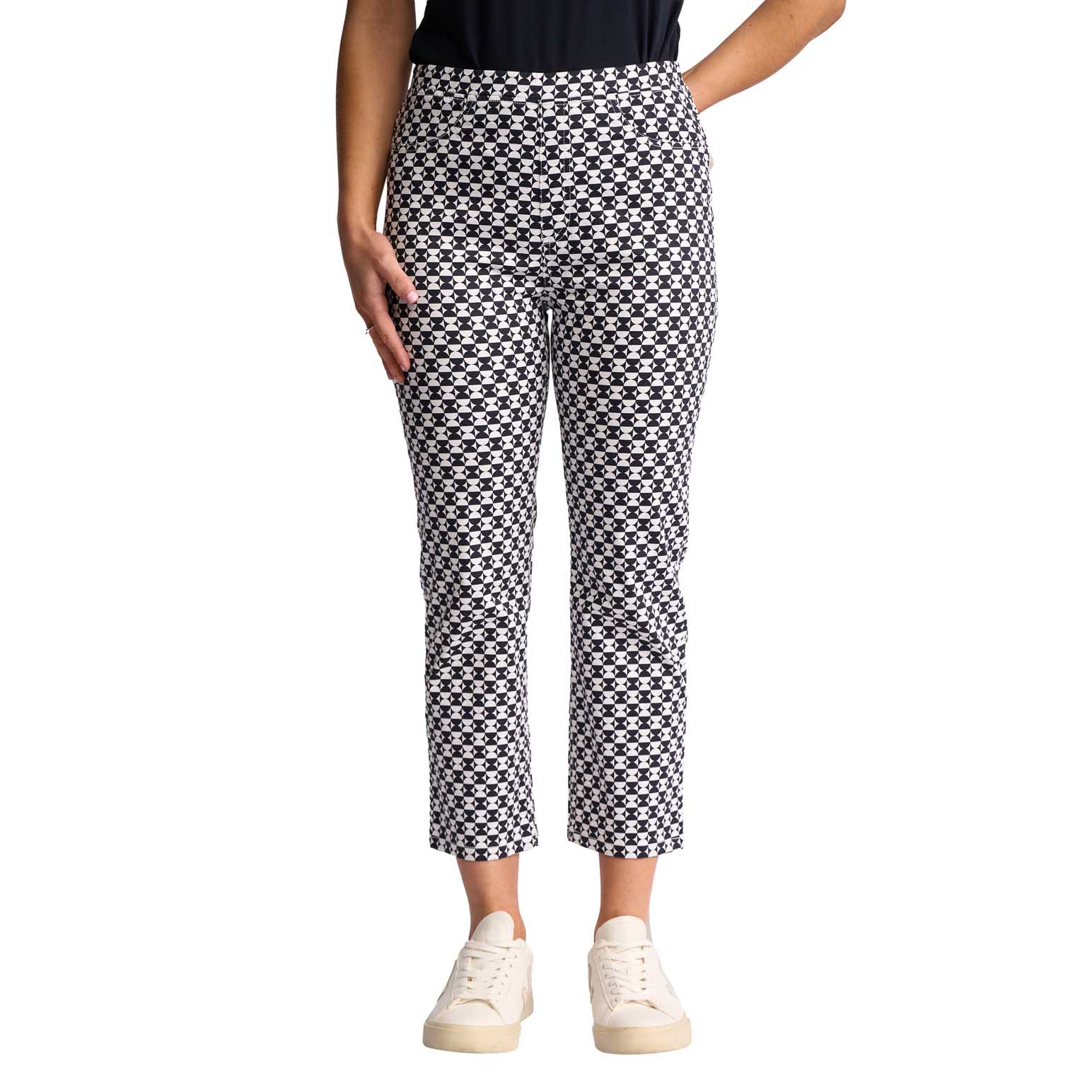 Vassalli Slim Leg 7/8 Length Contrast Stitch Denim Pull On
