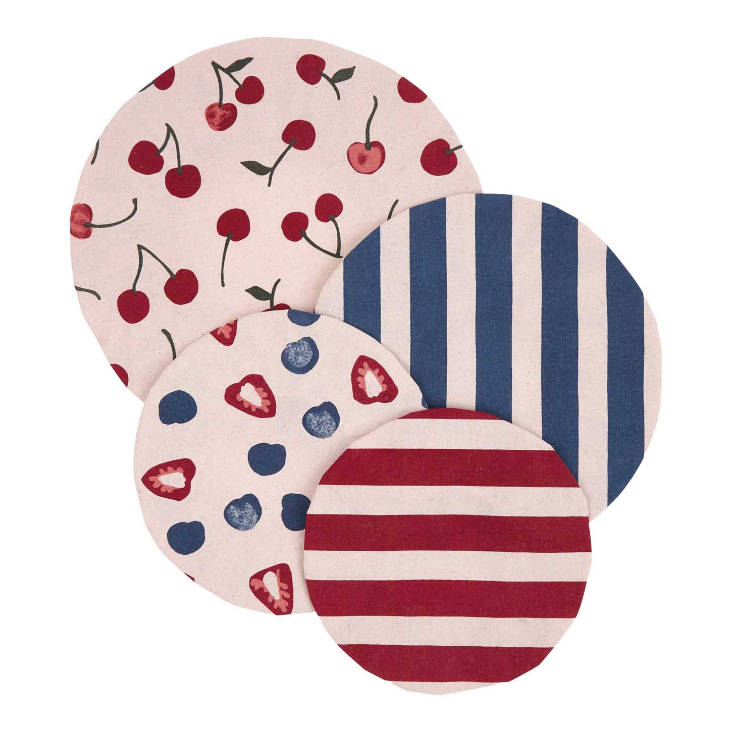 Wallace Cotton Berries & Cherries Dish Cover Set Of 4