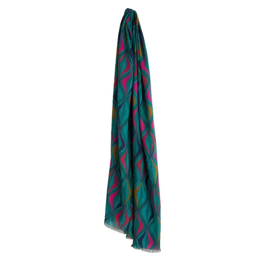 Seasalt Cornwall May Garland Scarf Festive Ribbons Dark Jade