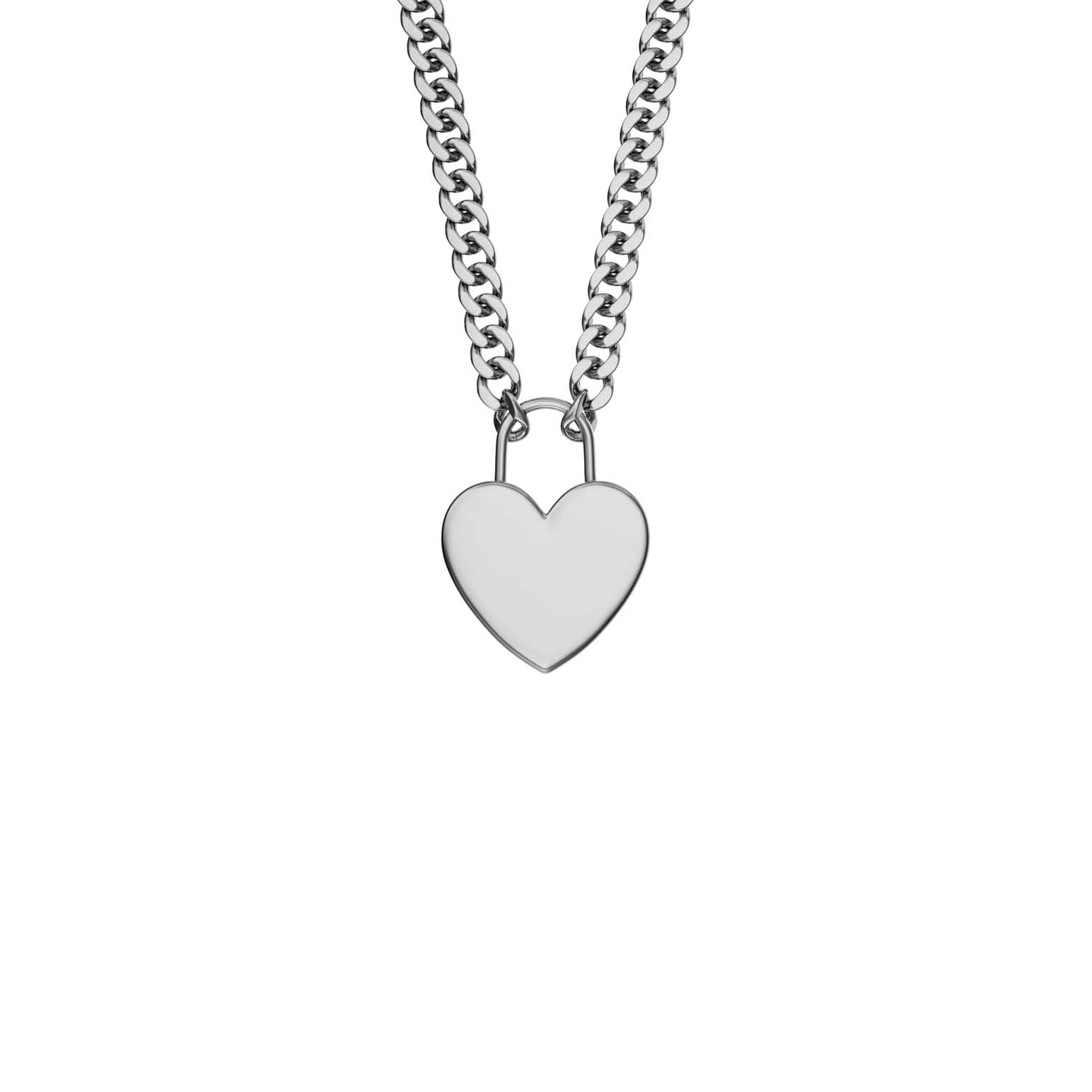 Fossil Sutton Silver-Tone Stainless Steel Heart Necklace
