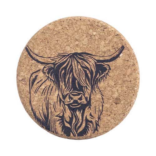 Selbrae House Single Cork Coaster Highland Cow