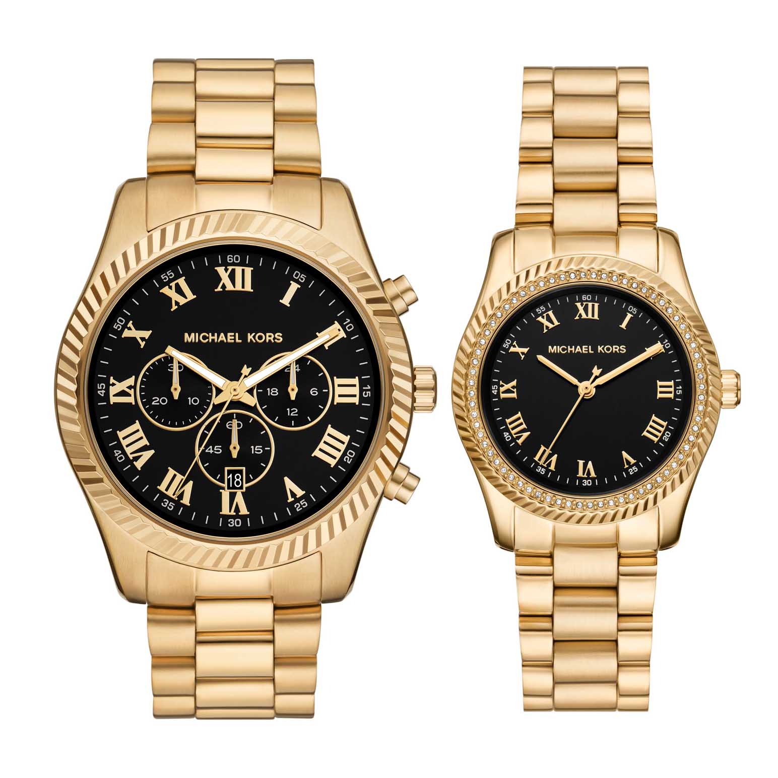 Michael Kors Lexington Chronograph Black Leather Watch