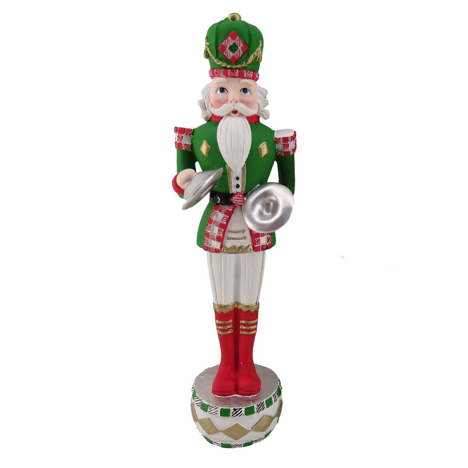 Nutcracker Red White Green With Cymbals 10 Inch