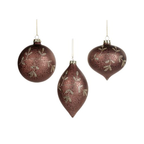 Goodwill Glass Gilt Leaf Twig Pattern Ornament Assorted 10cm