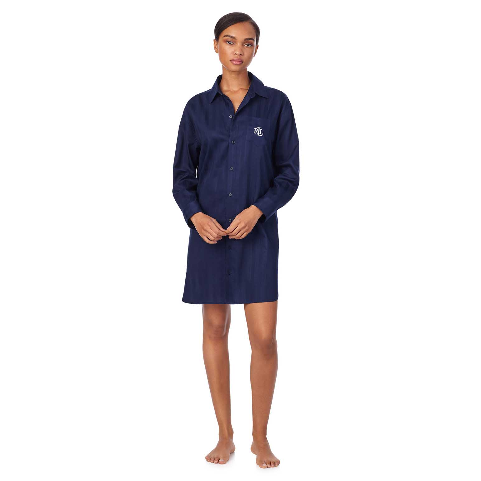 Lauren Ralph Lauren Cotton Shadow Stripe L/S His Shirt Sleepshirt