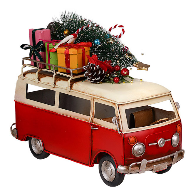 Flower Systems Vintage Christmas Campervan Red 25.5cm