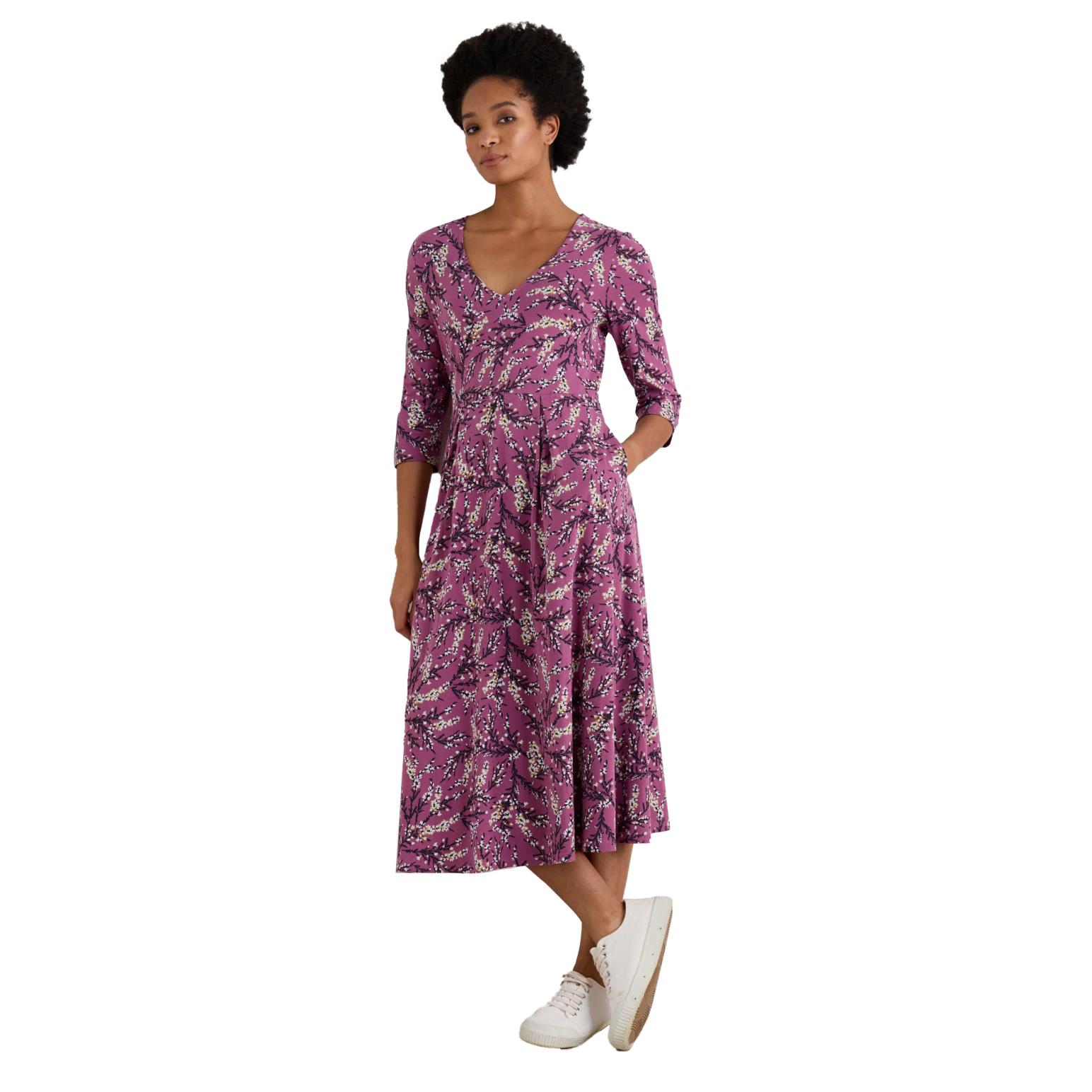 Seasalt Cornwall Helena Dress Heather Sketch Buddleia