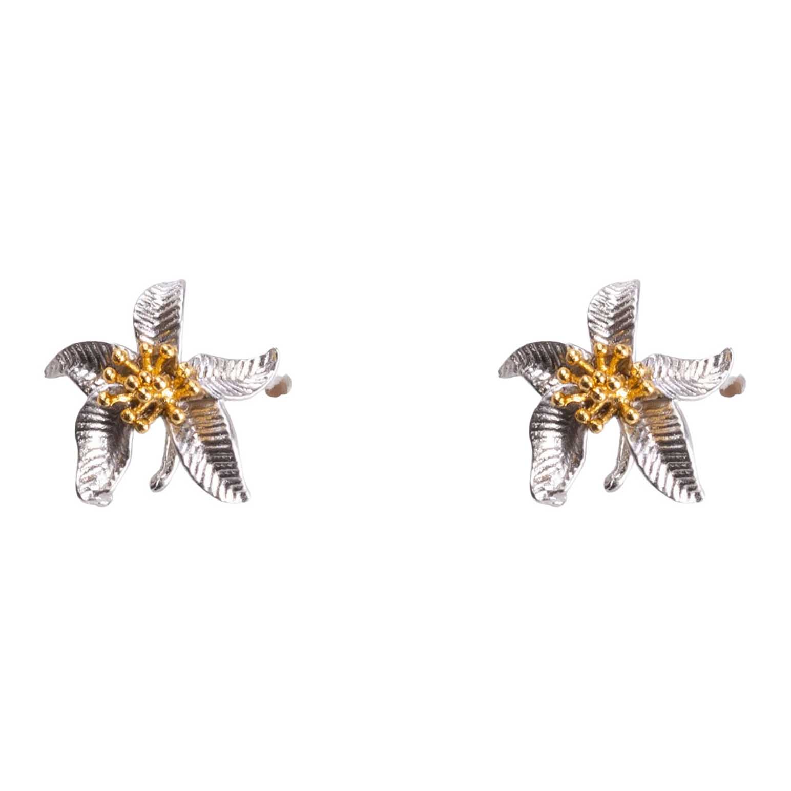 Stella + Gemma Earring Silver Lily Flower