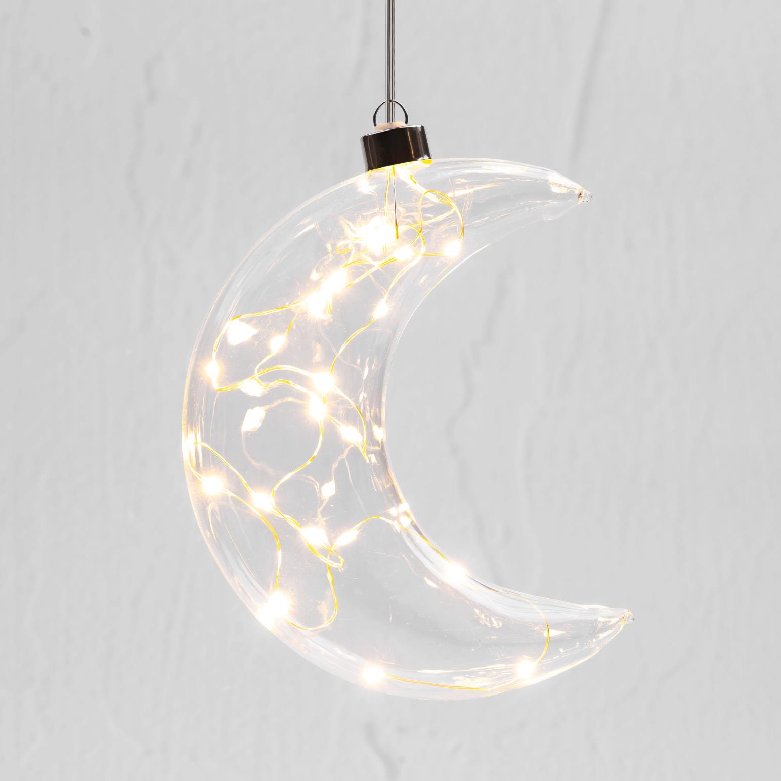 Stellar Haus Clear Crescent Moon Hanging Glass Light