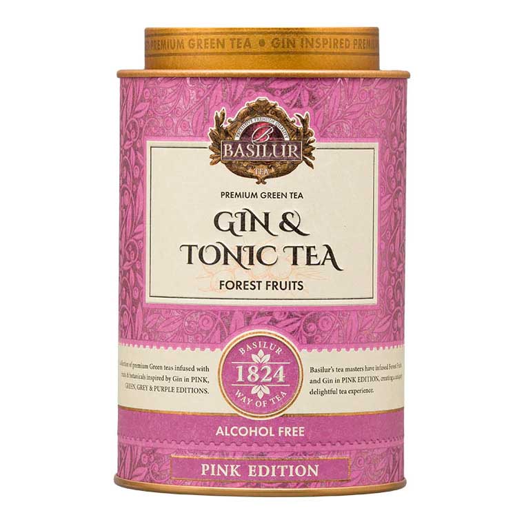 Basilur Gin & Tonic Forest Fruits Pink Tin Loose Leaf Green Tea 75g