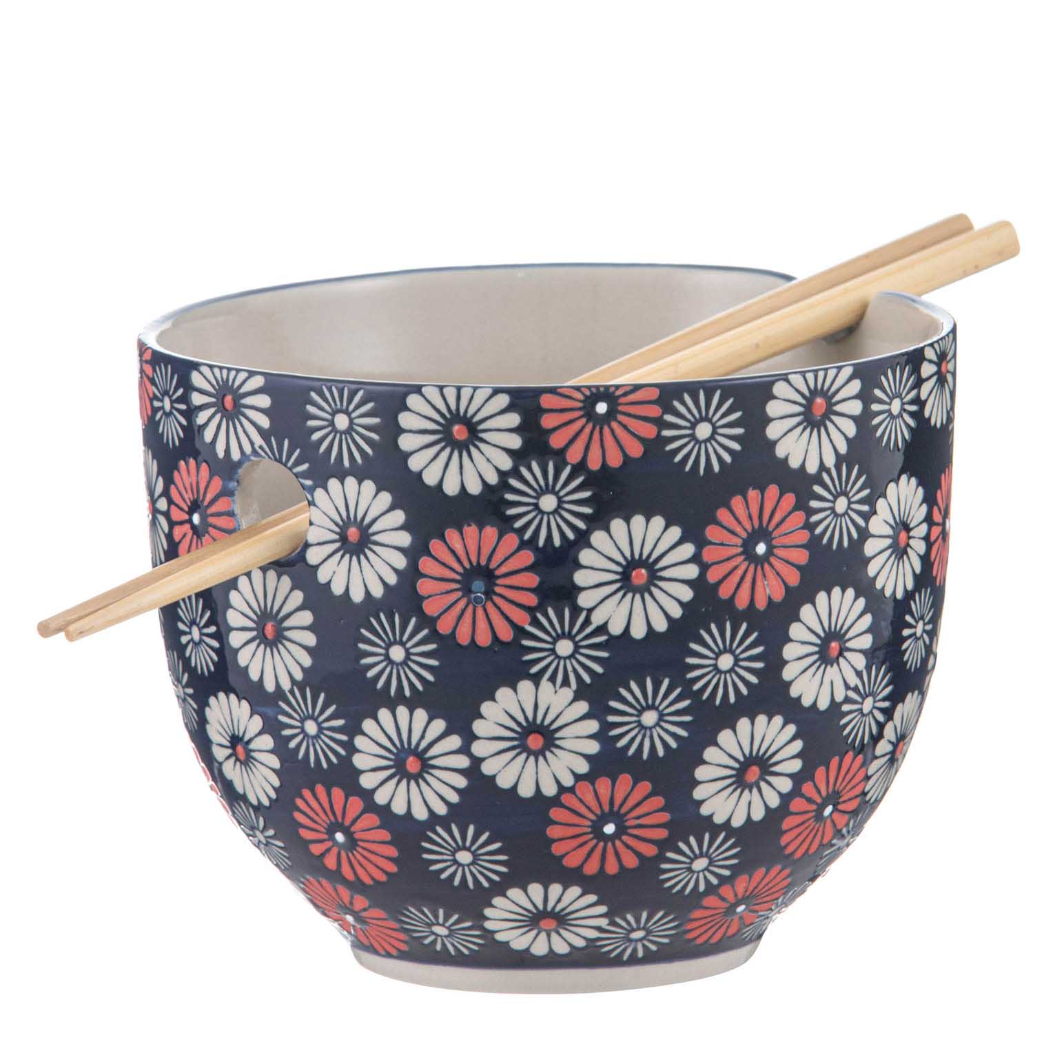 Ladelle Nara Flora Noodle Bowl With Chopsticks