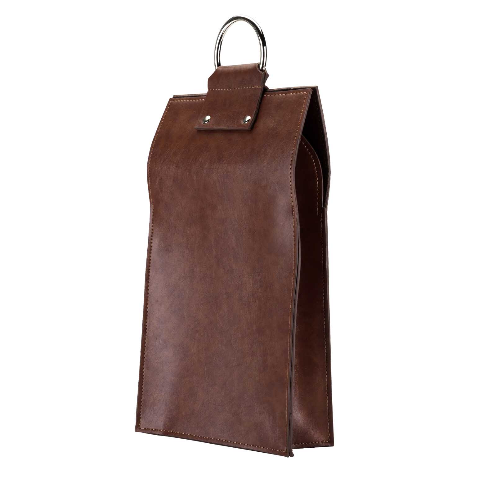 Viski Admiral: Faux Leather Double Bottle Brown Wine Tote