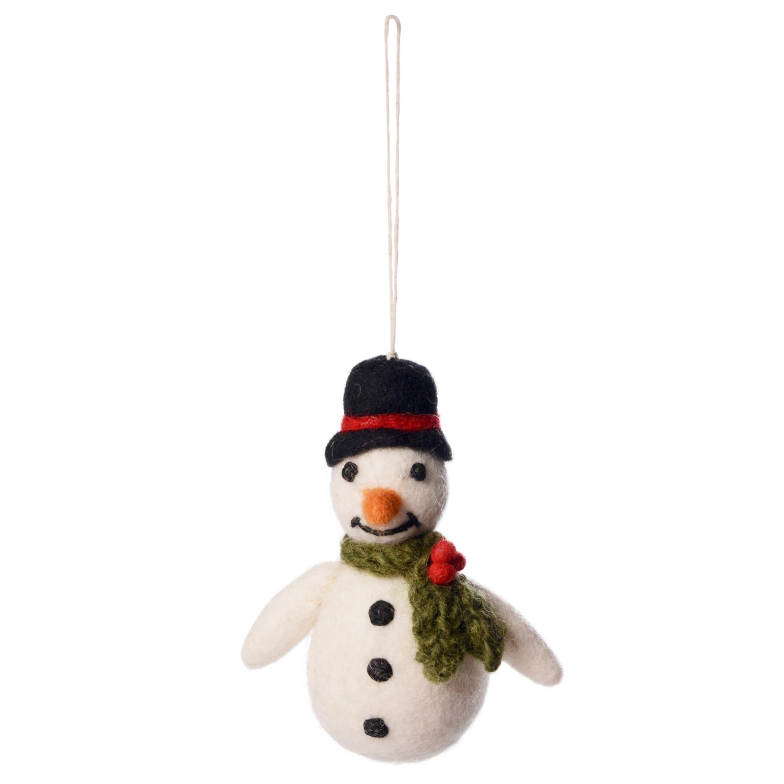 Amica Felt Snowman With Holly Scarf 12cm