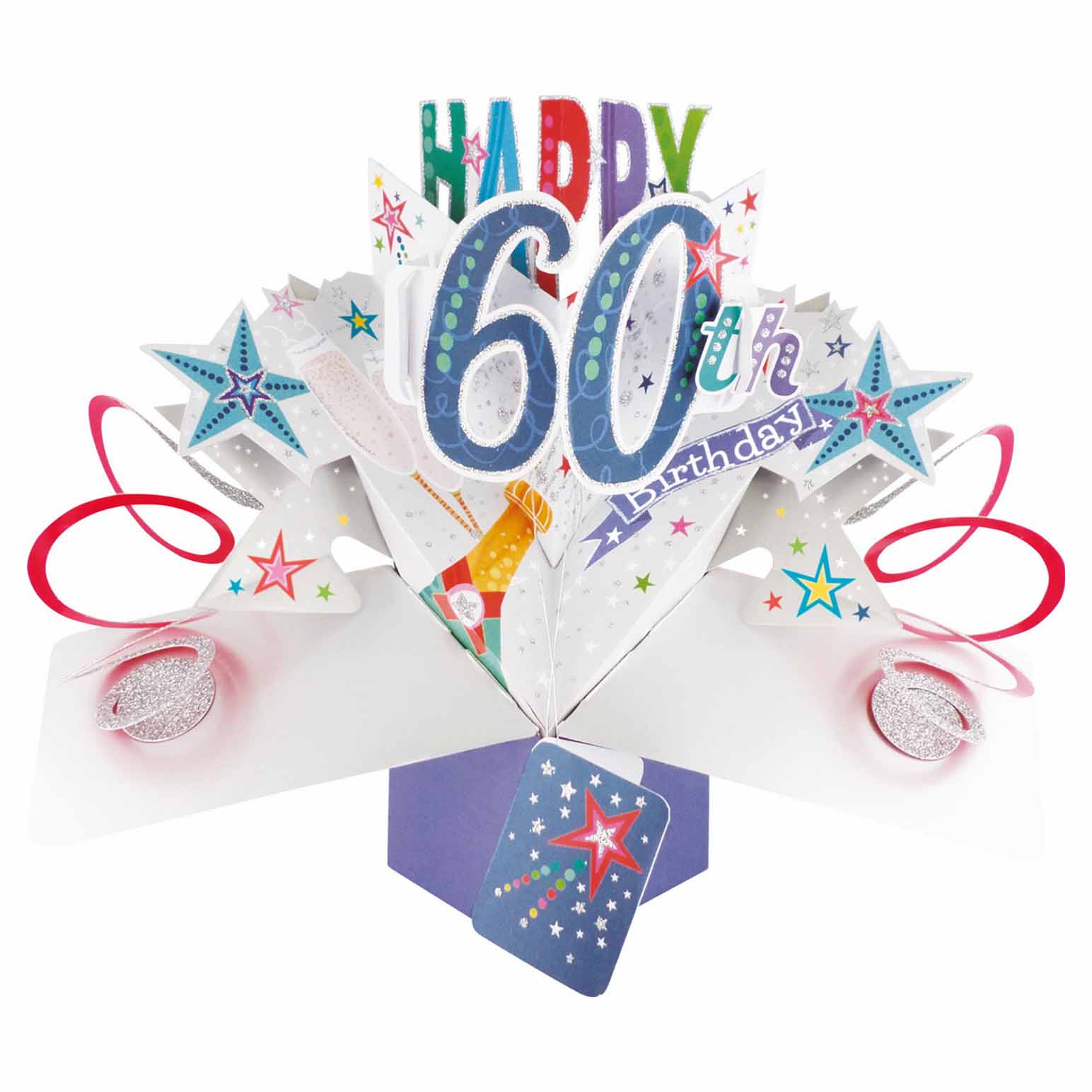 Antics 60th Birthday Bubbly Pop Up Card