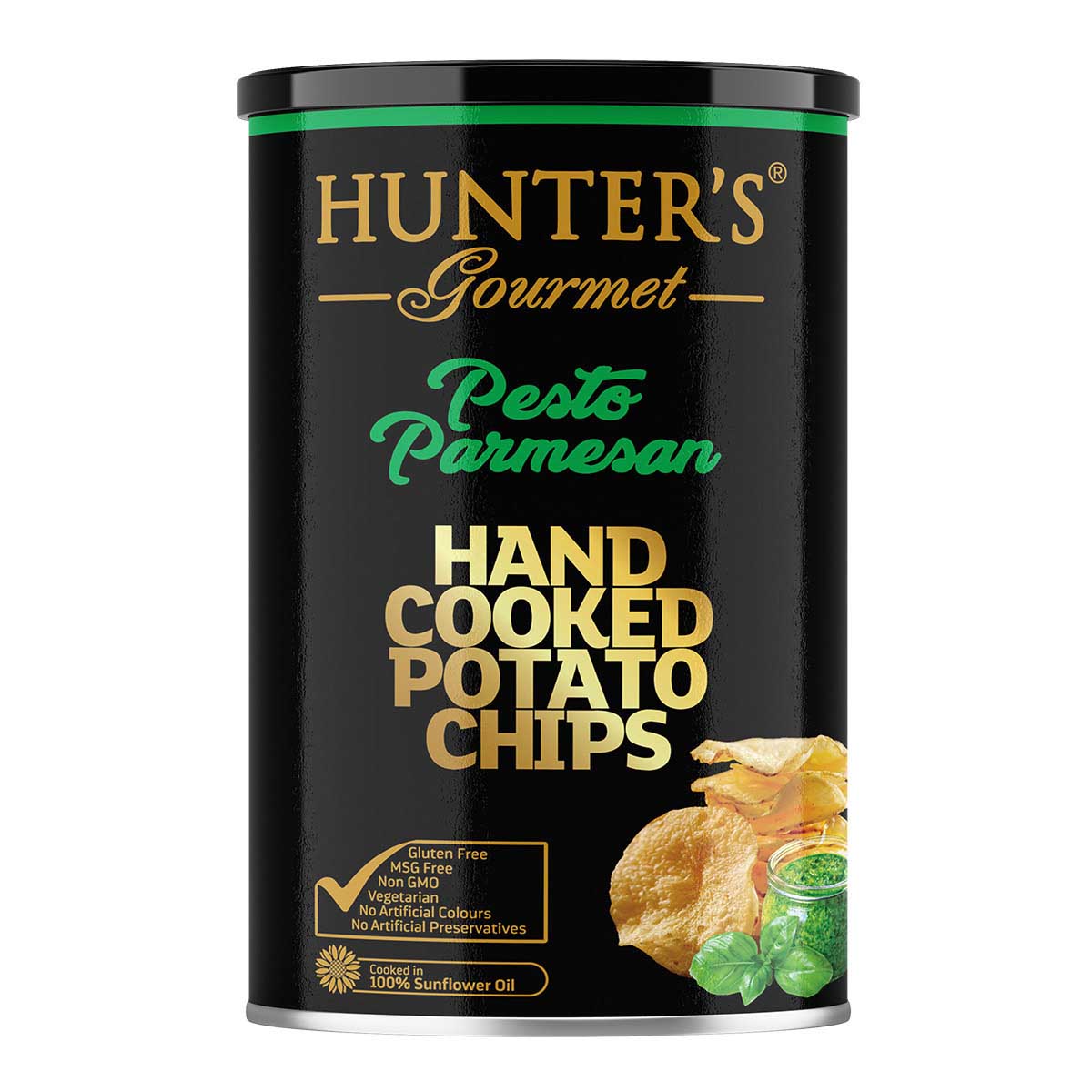 Hunters Crisps Pesto Parmesan Canister 150g
