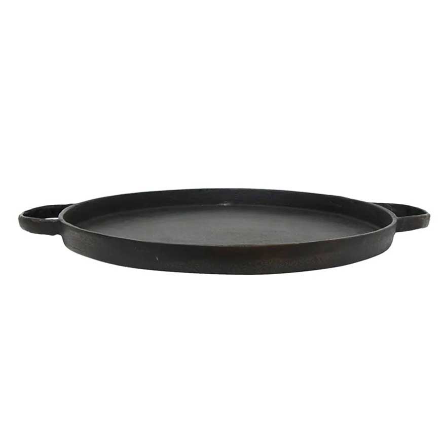 French Country Balto Round Iron Tray with Handles