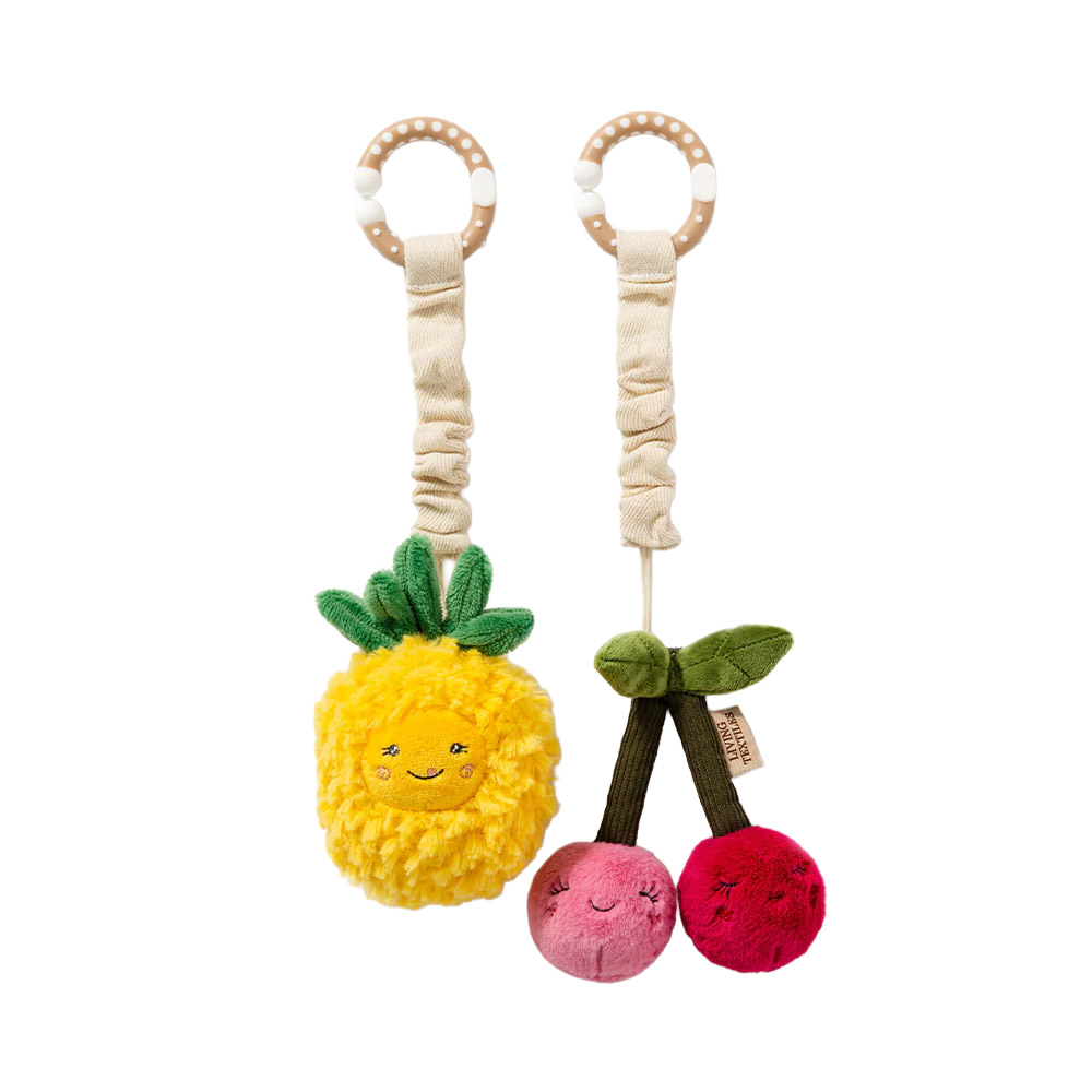 Living Textiles Plush Stroller Toy 2 Pack - Pineapple & Cherries