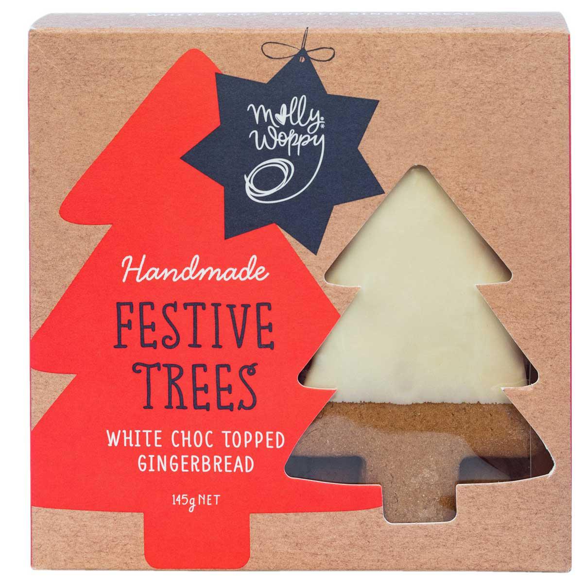 Molly Woppy Festive Trees White Choc Topped Gingerbread 145g