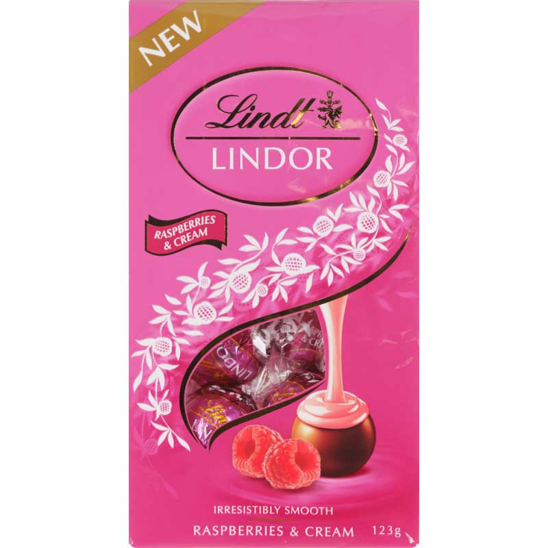 Lindt Lindor Raspberry & Cream Pouch Bag 123g