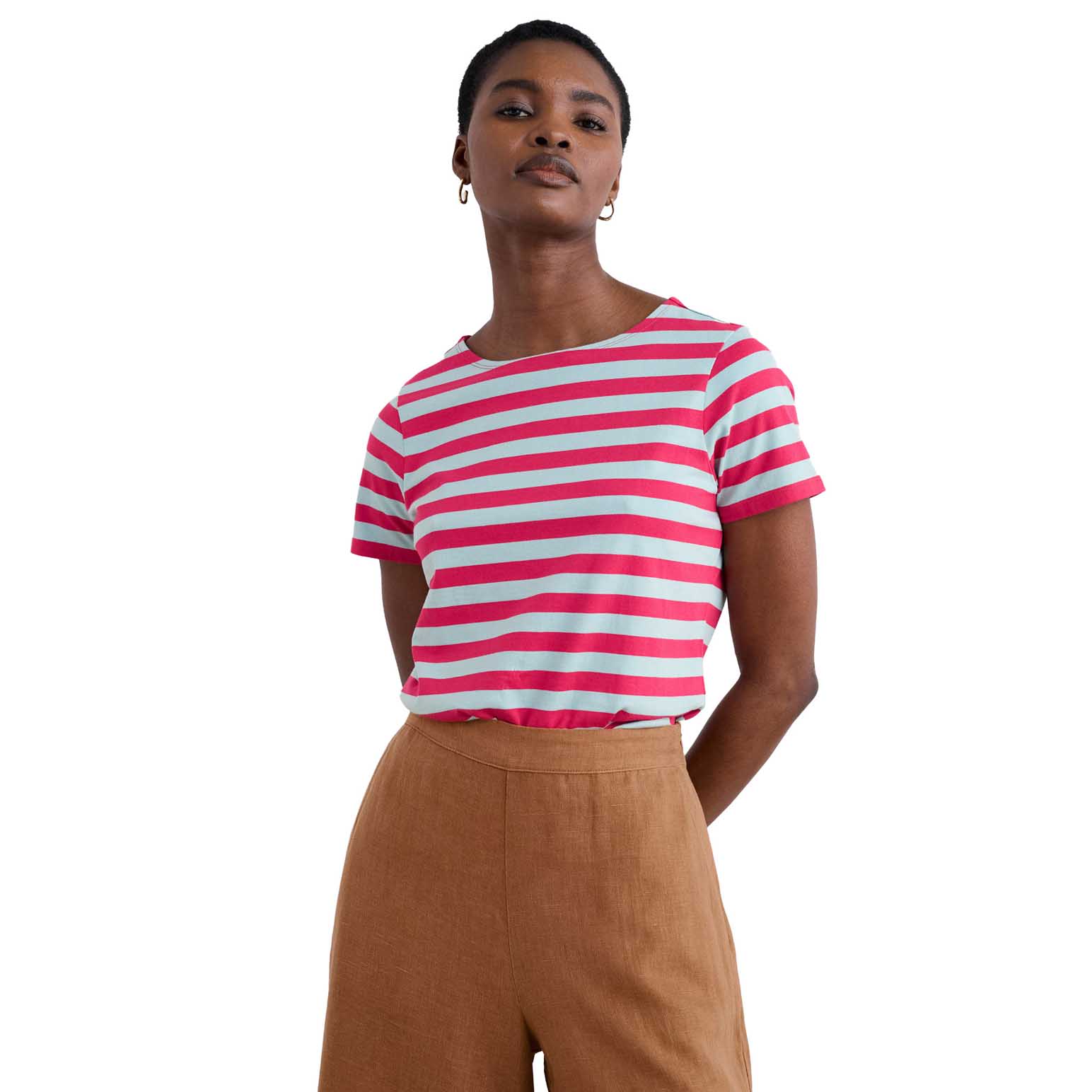 Seasalt Cornwall Sailor T-Shirt Scallion Raspberry