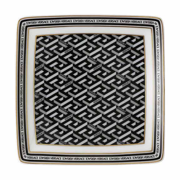 Versace Le Greca Square Dish 12cm - Black