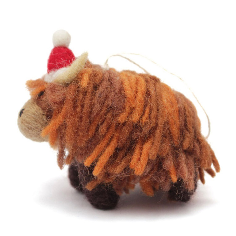 Amica Felt Mini Christmas Highland Cow 6cm
