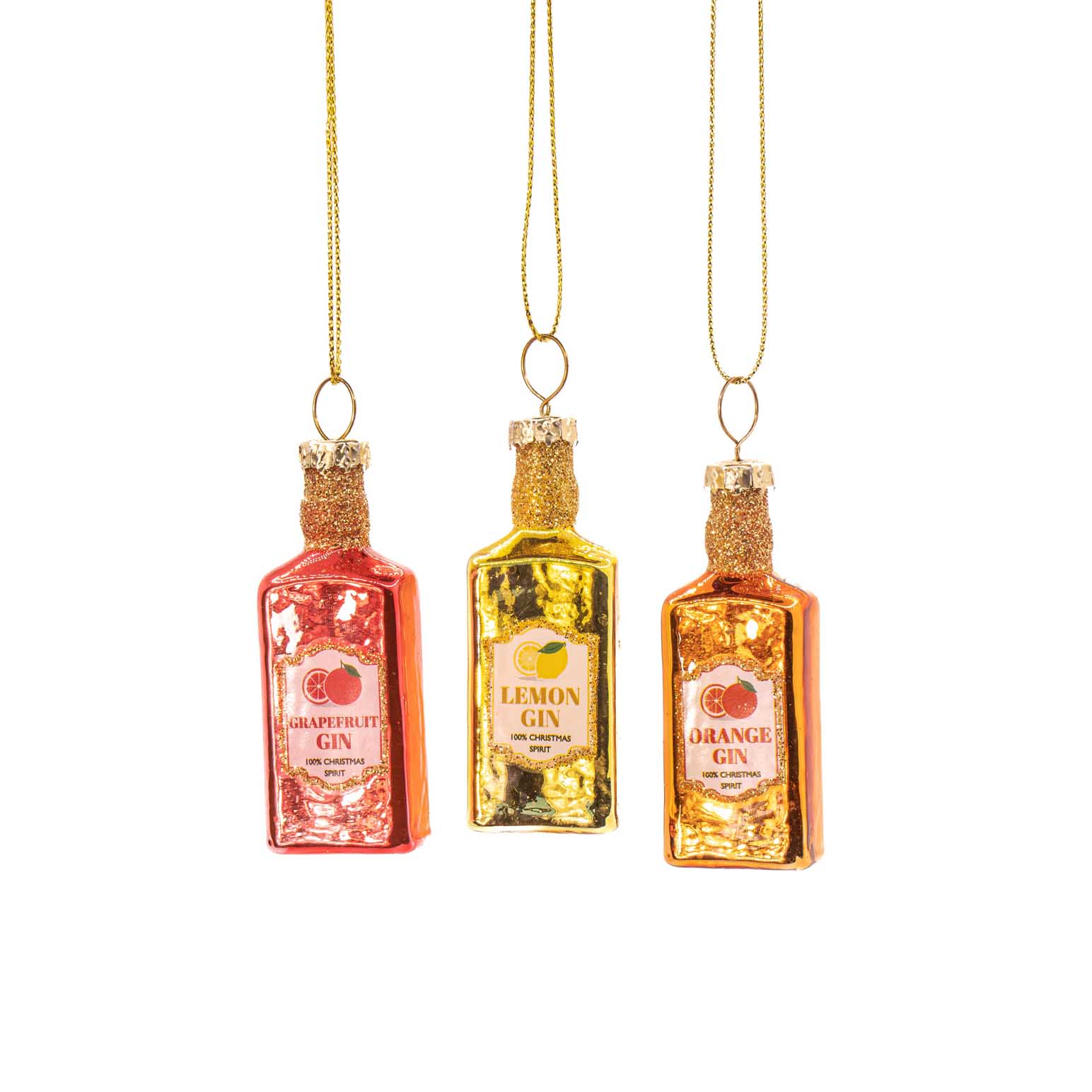 Sass & Belle Flavoured Gin Bottle Mini Bauble Set Of 3