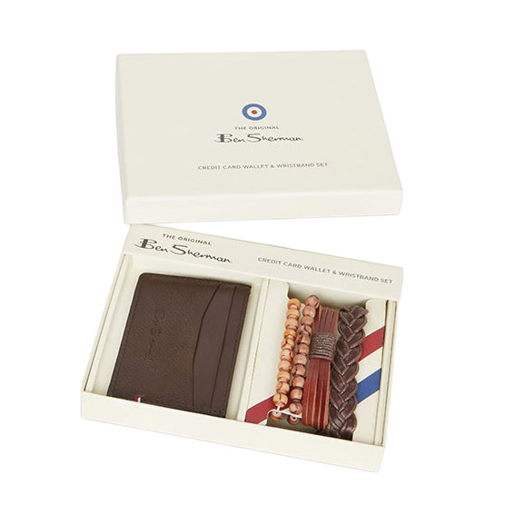 Ben Sherman Leather Credit Card Holder & Bracelet Gift Set