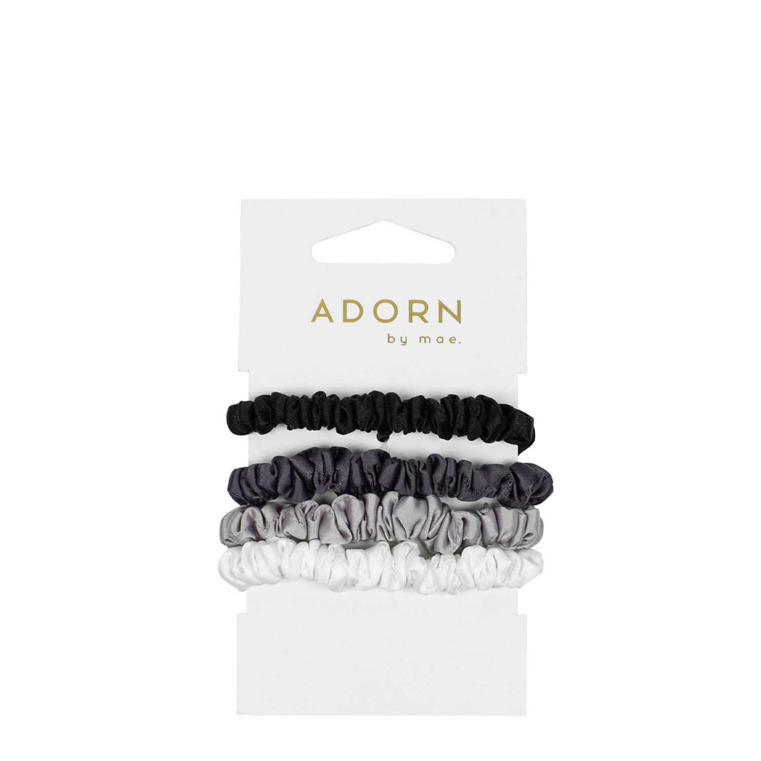 Adorn By Mae Elastics Slim Scrunchies Greys