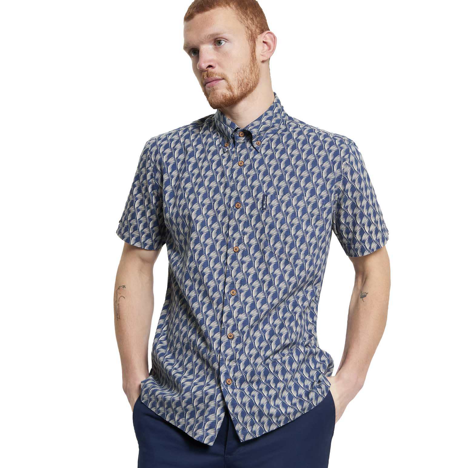 Ben Sherman Block Leaf Print Short Sleeve Shirt