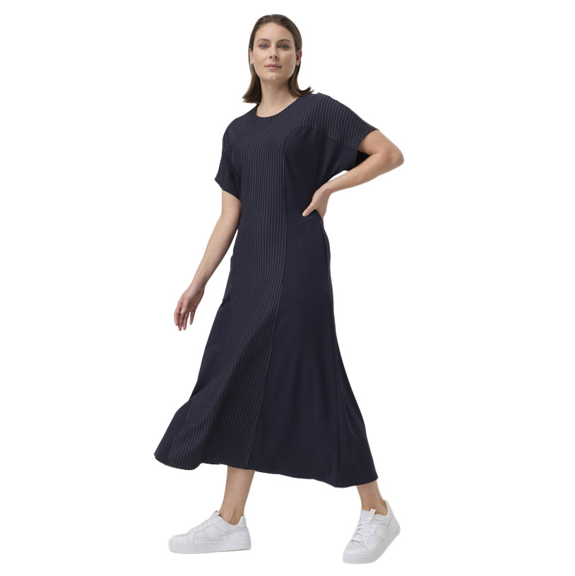 Marco Polo Pinstripe Ponte Midi Dress