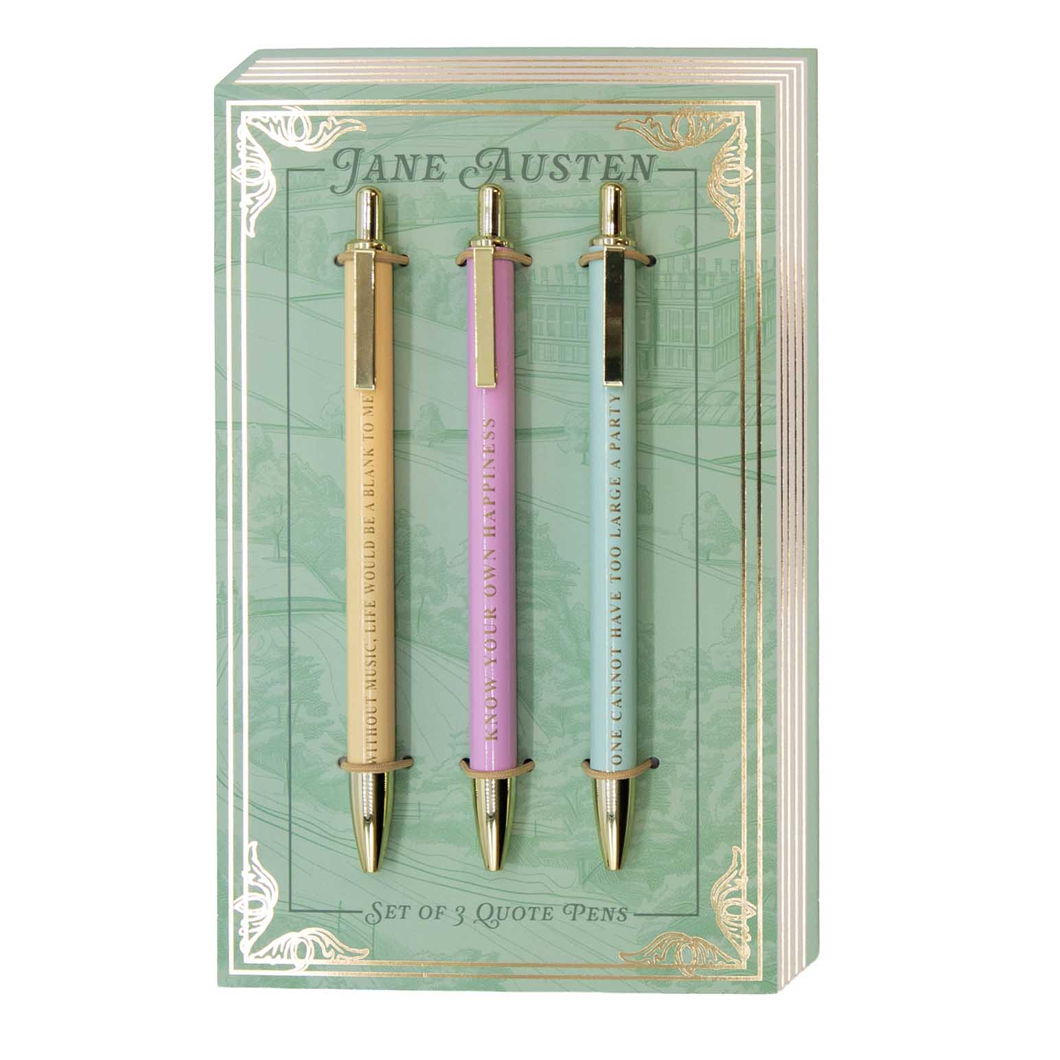 The Reading Room Jane Austen Set of 3 Metal Pens