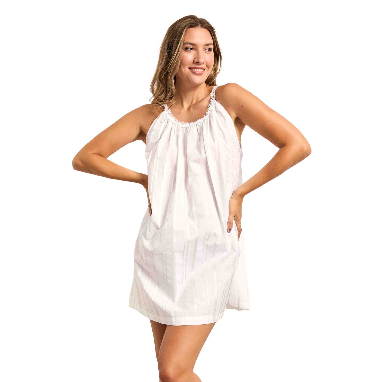 Cottonreal Super Voile Sateen Stripe Bell Puffed S/S Nightdress