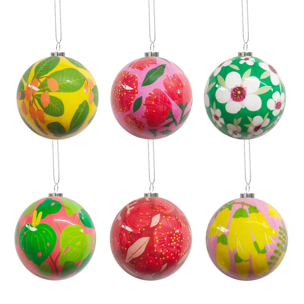 100% New Zealand NZ Botanicals Christmas Baubles x 6