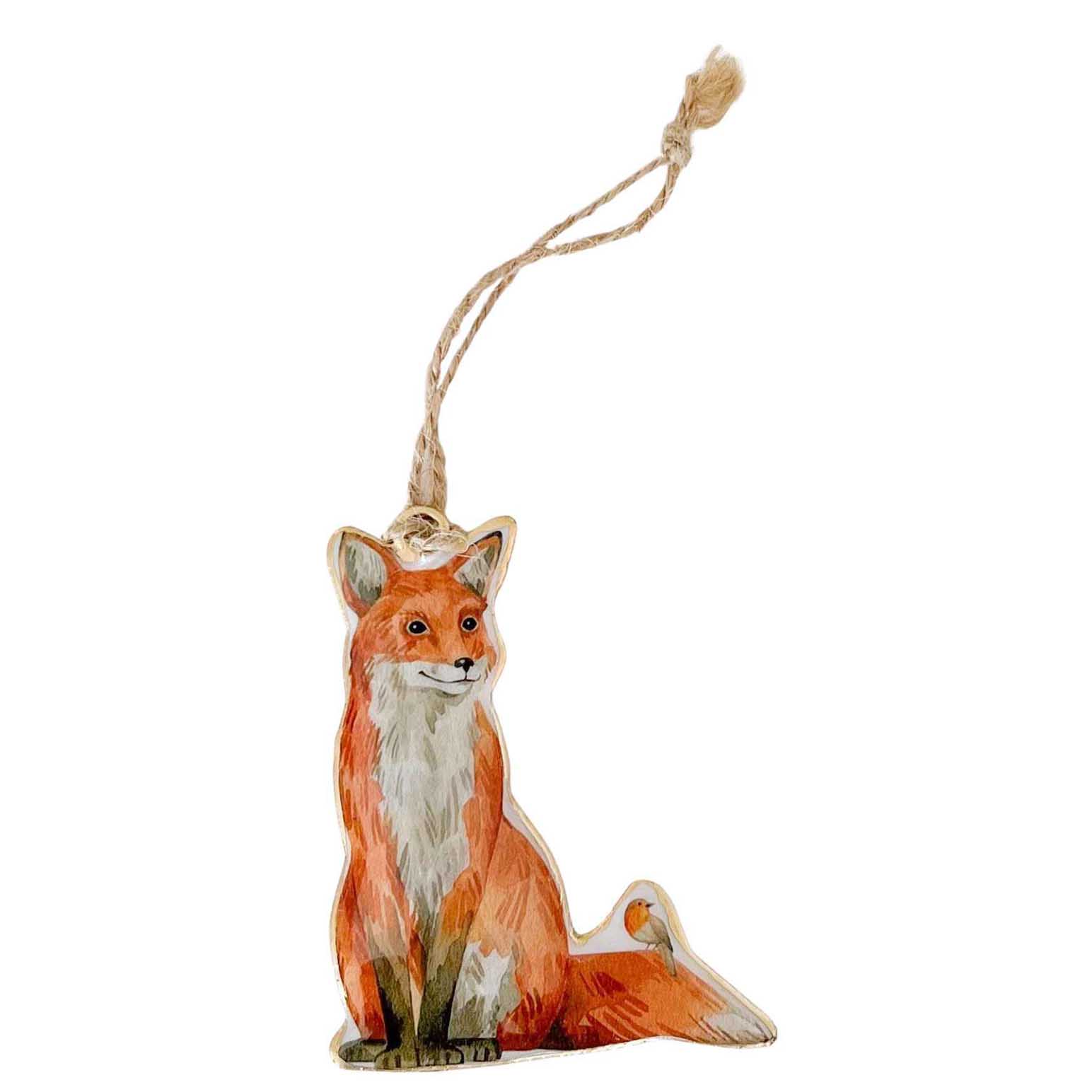 Owl/Fox Metal Hanging Decoration Brown & Orange 9cm