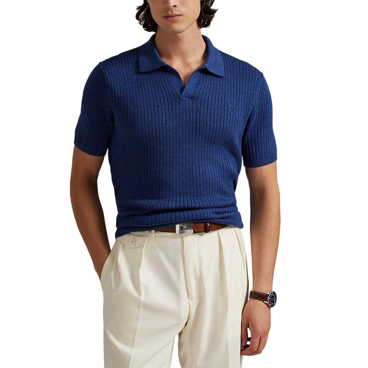 Polo Ralph Lauren Rib-Knit Cotton Johnny-Collar Sweater